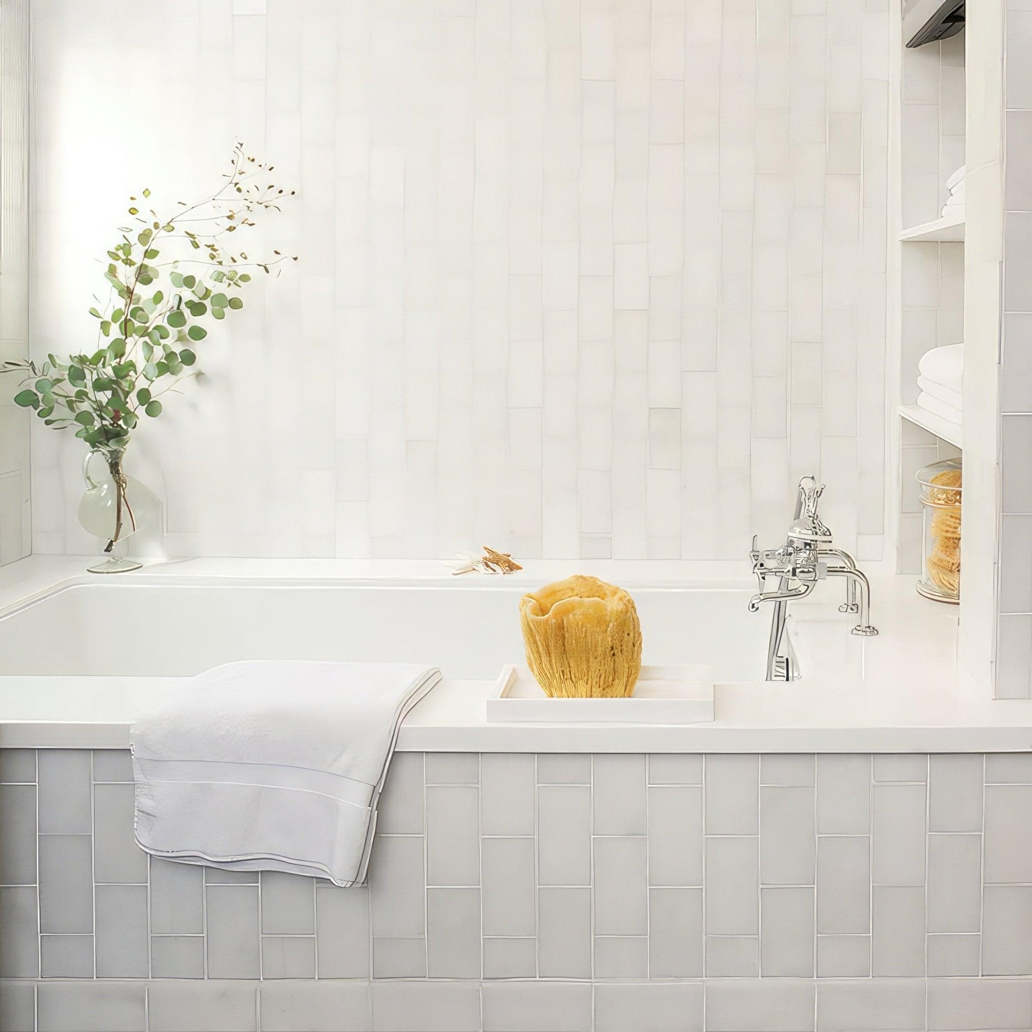 Thasos 3x6 Polished White Marble Tile For Walls & Floors - MARICERA