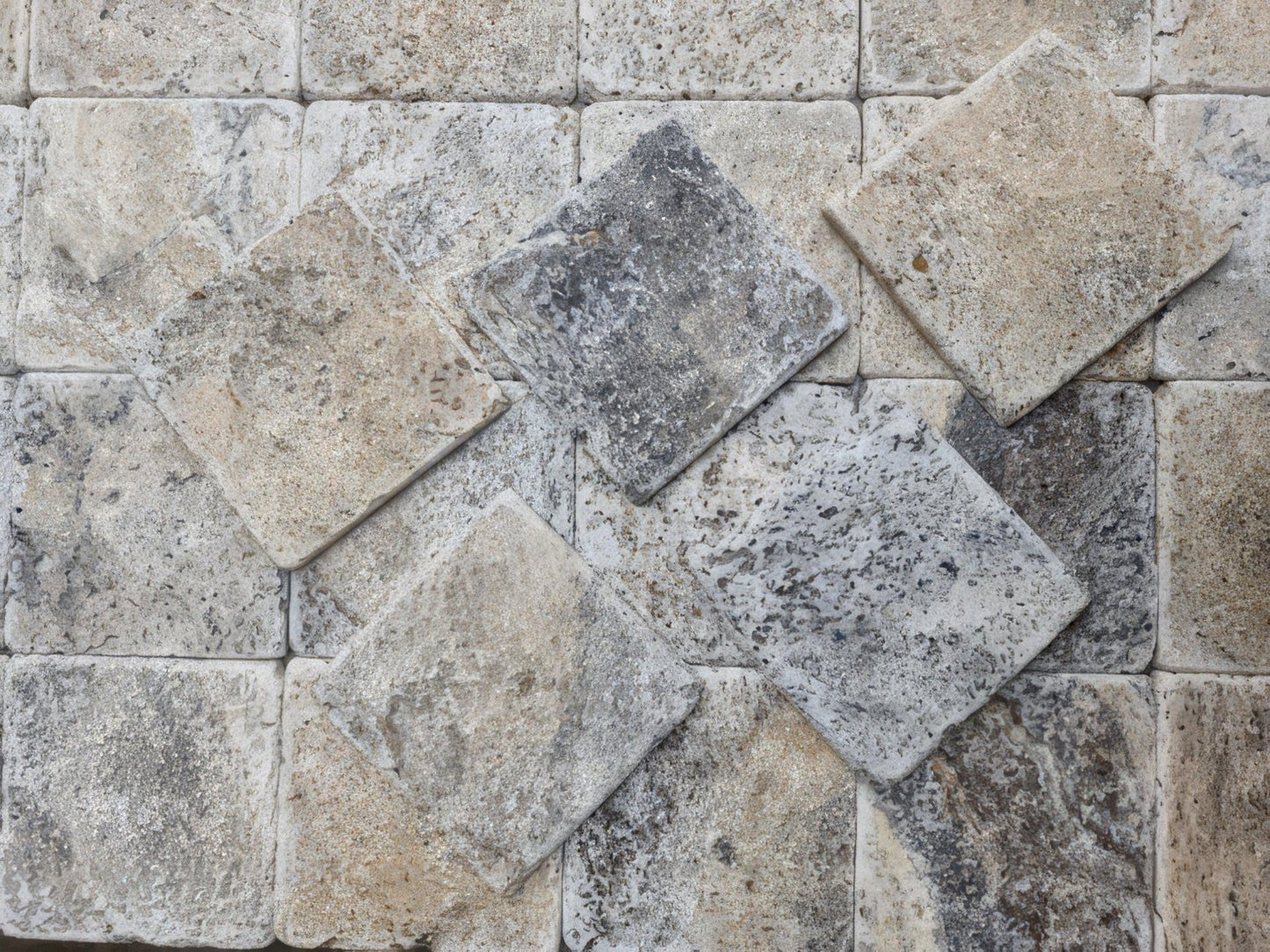 Travertine 4x4 Tumbled Silver Tile For Walls & Floors - MARICERA