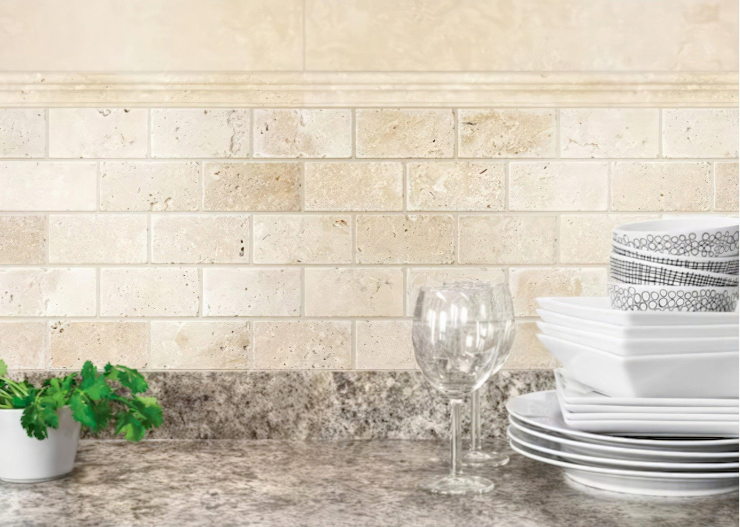 Travertine Chair Rail Honed Beige Tile Trim For Walls & Floors - MARICERA