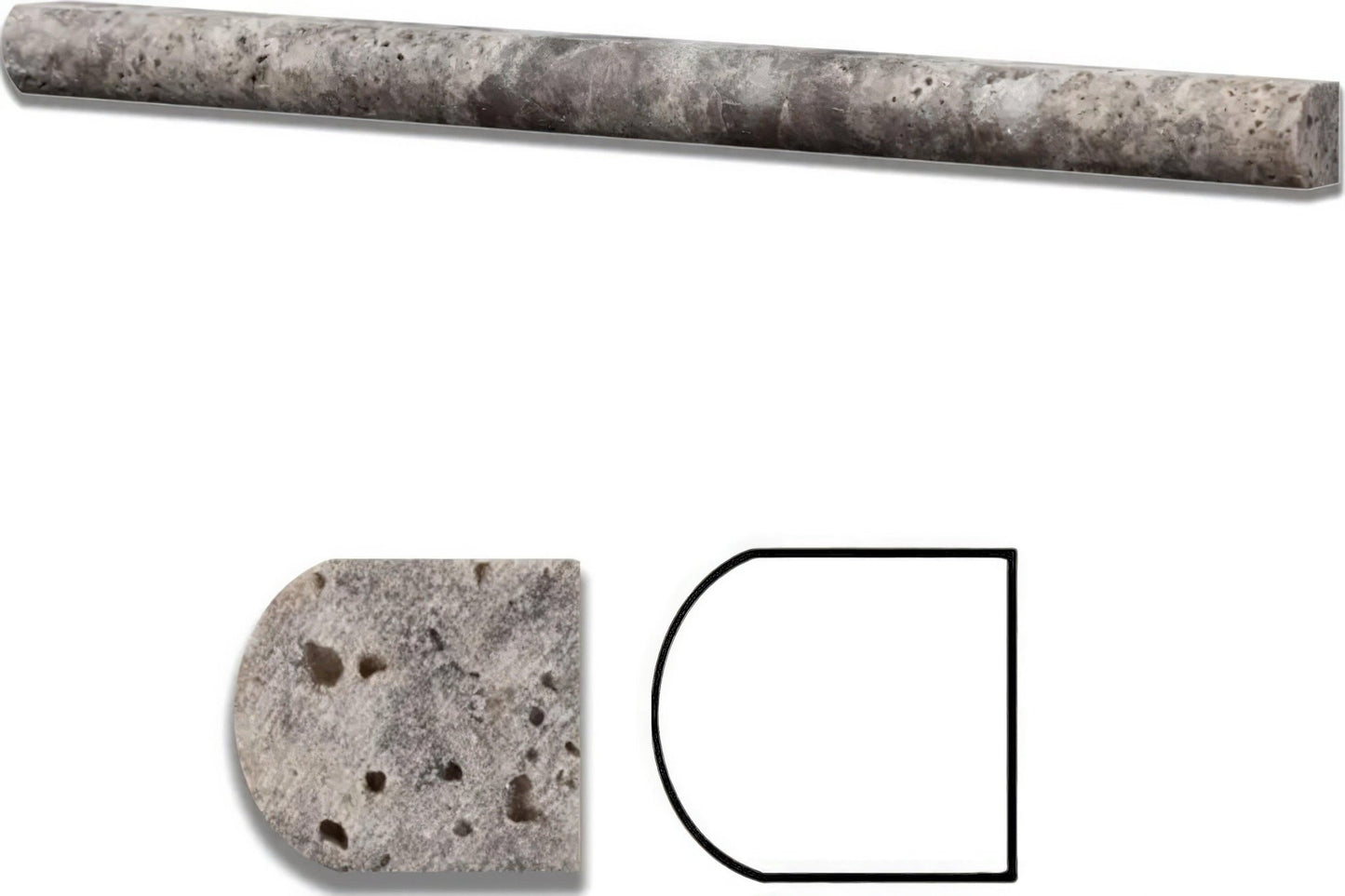 Travertine Pencil Liner Honed Silver Tile Trim For Walls & Floors - MARICERA