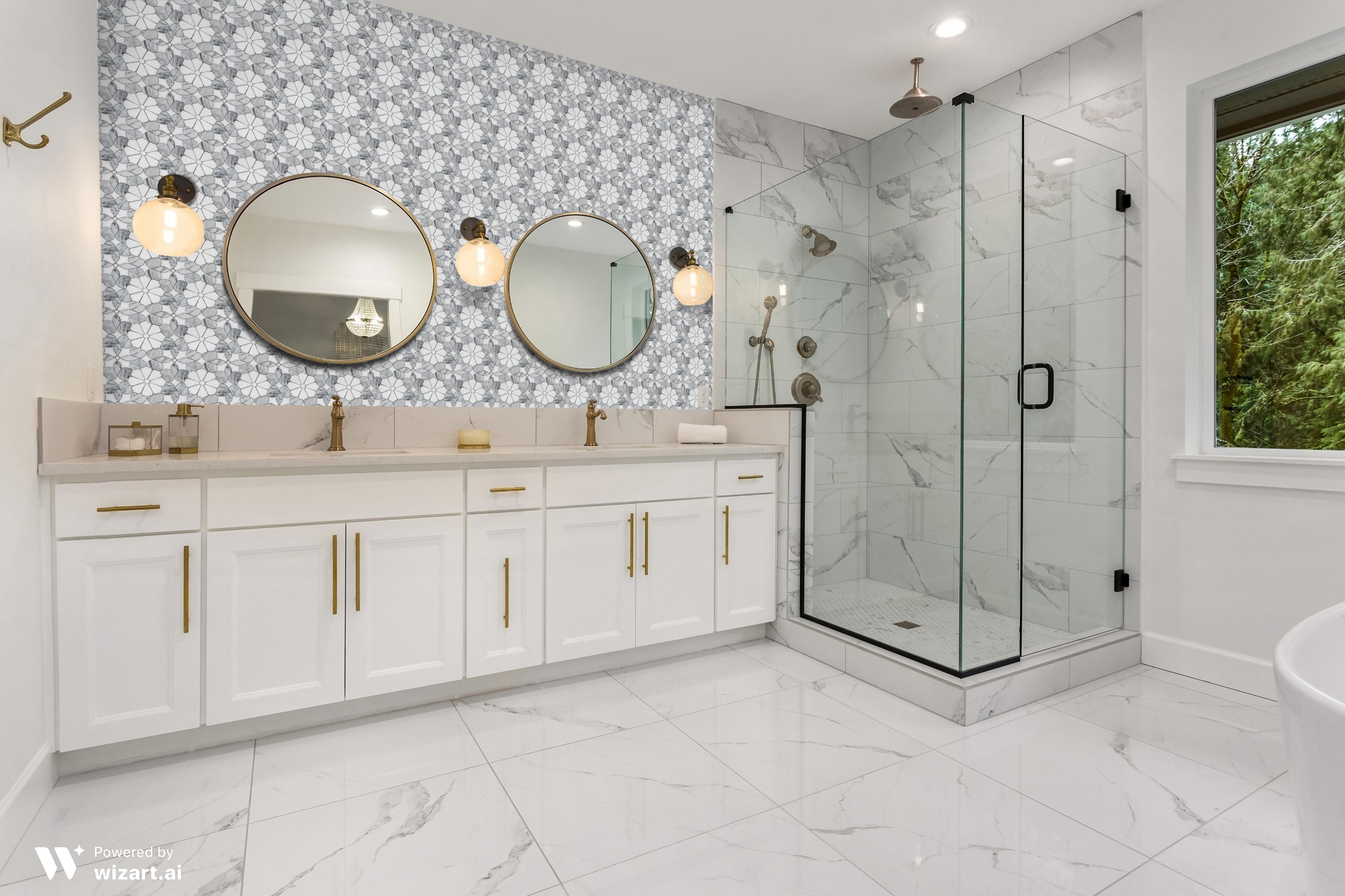 Flower Carrara Polished White Marble Mosaic Tile For Walls & Floors