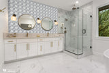 Flower Carrara Polished White Marble Mosaic Tile For Walls & Floors