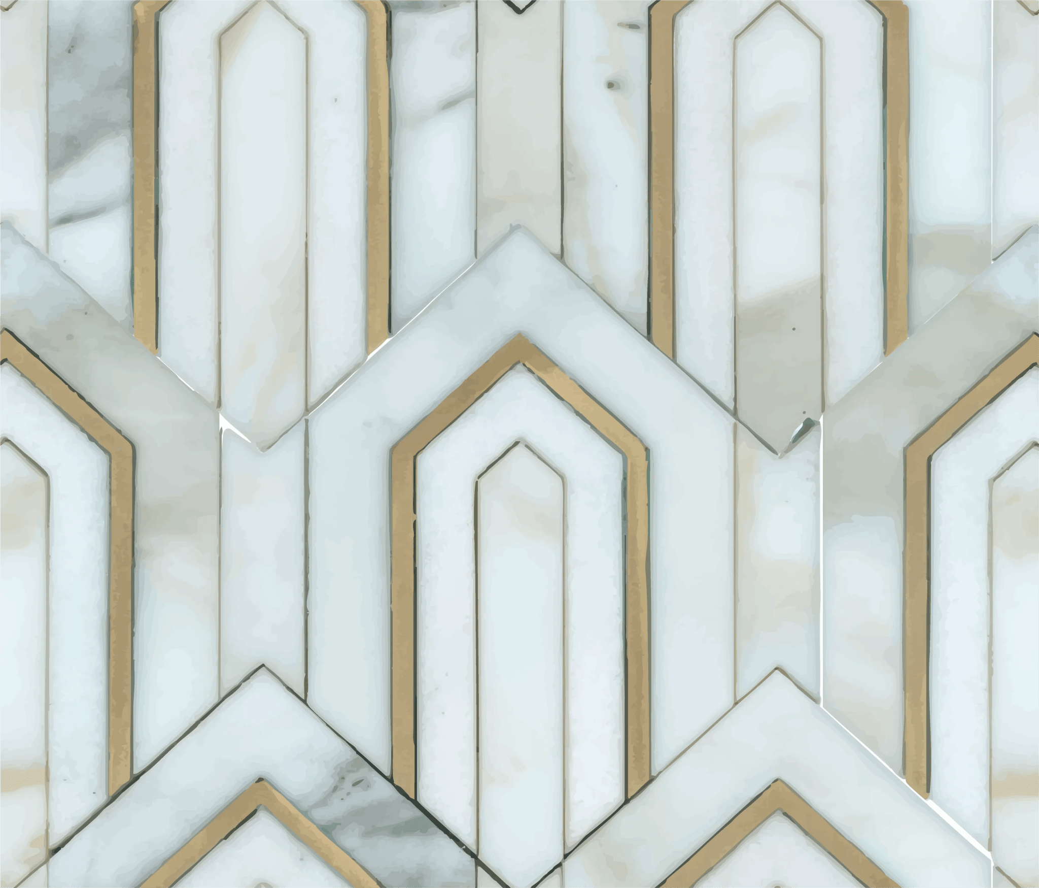 White Marble Arrow Polished Waterjet Mosaic Tile For Walls & Floors - MARICERA