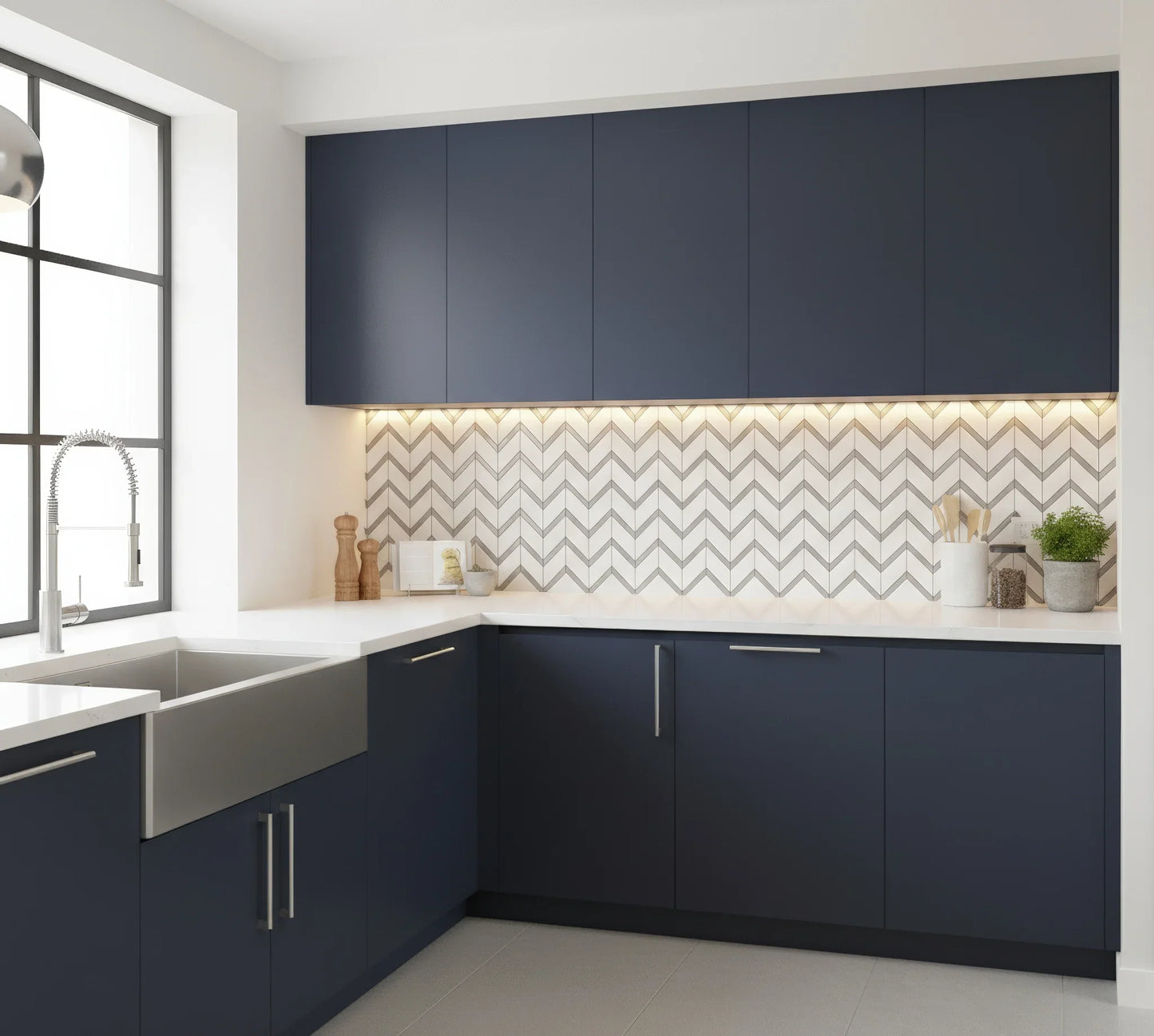 Chevron Polished Porcelain Mosaic Tile For Walls & Floors